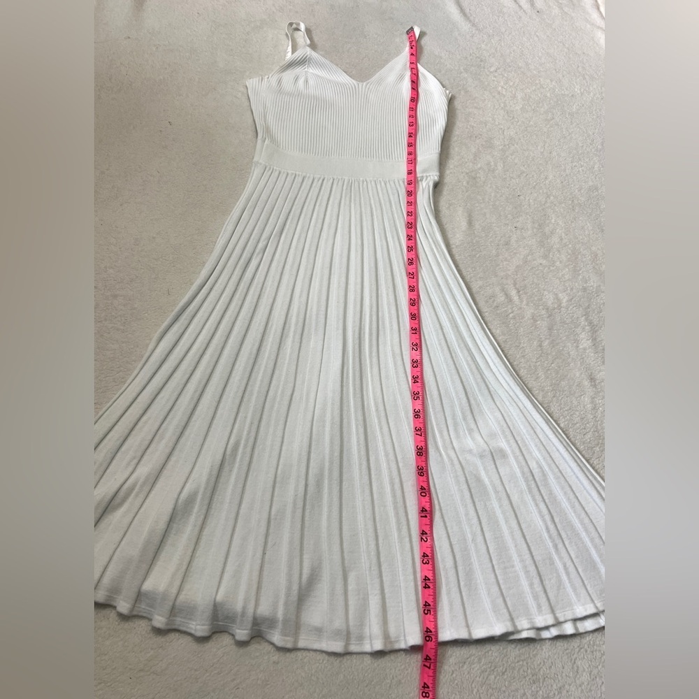 MILLY Revolve Cami Ecru Pleated Midi Dress - Medium - Picture 5 of 13